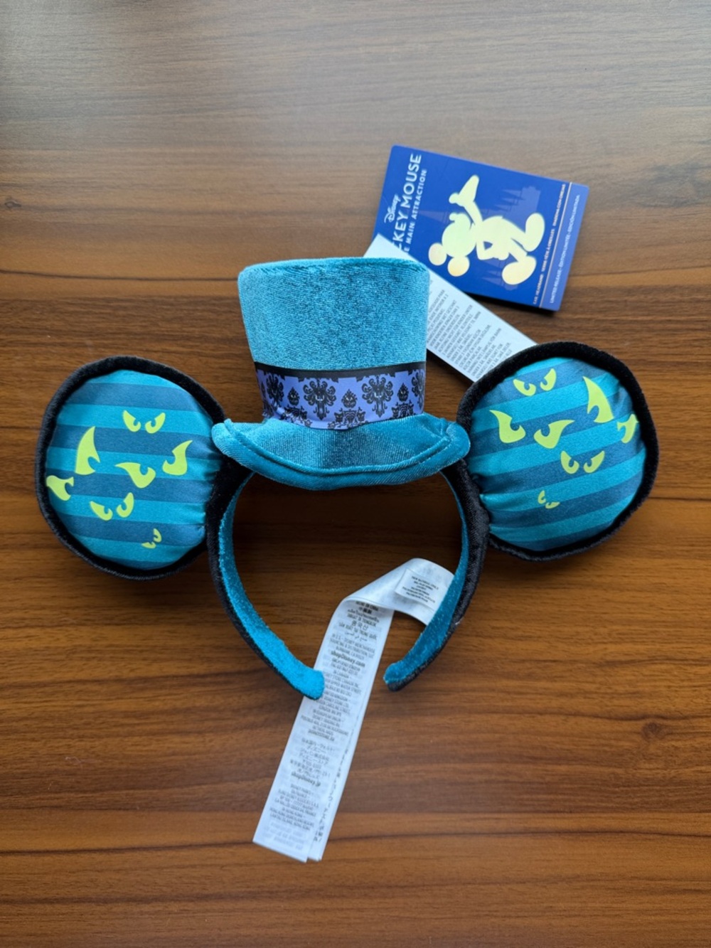 WDW 50th Haunted Mansion Mickey’s Main Attraction Ears NWT Glow in the Dark